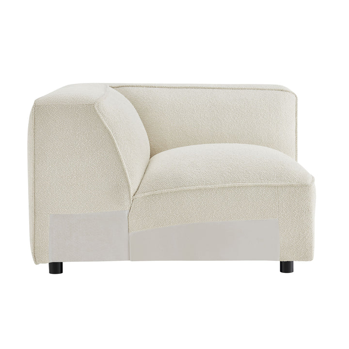 Auren 5 Piece Lattice Bouclé Upholstered Modular Corner Sectional in Cream