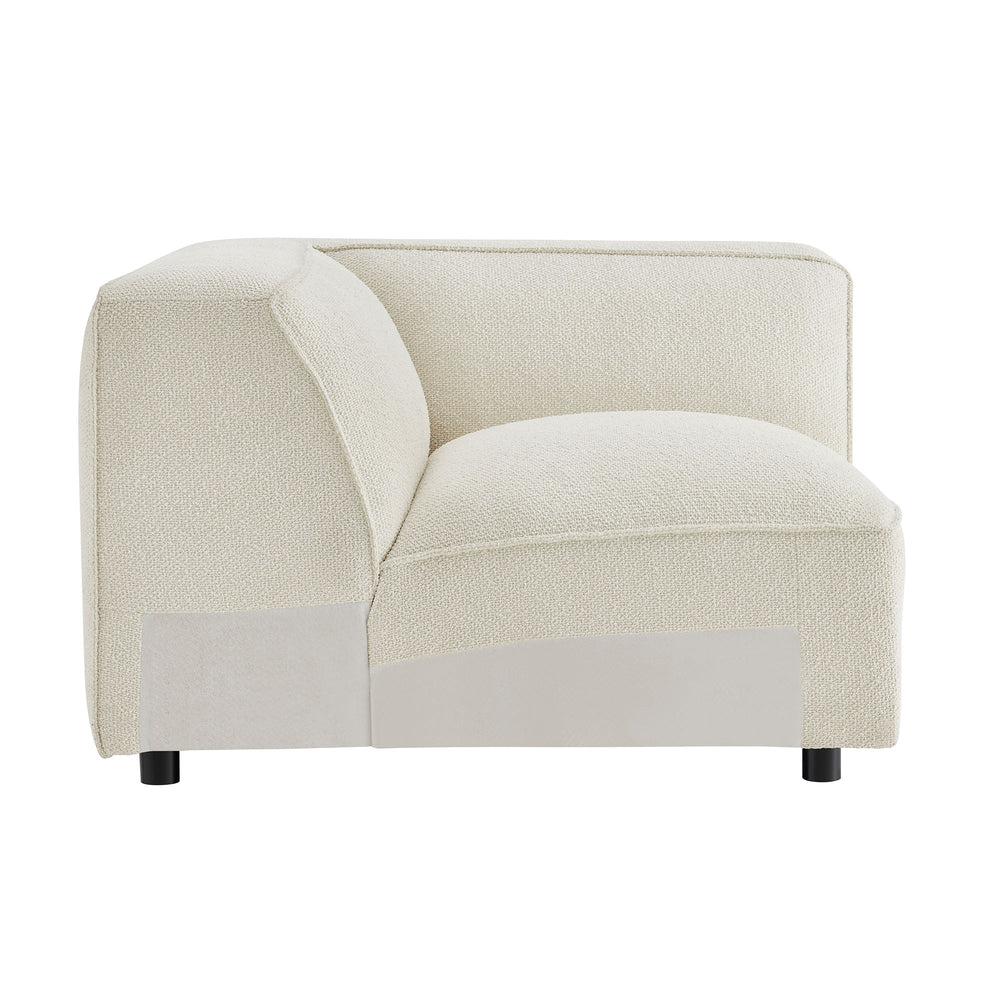 Auren 5 Piece Lattice Bouclé Upholstered Modular Corner Sectional in Cream