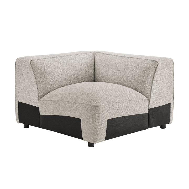 Auren 5 Piece Lattice Bouclé Upholstered Modular Corner Sectional in Fog