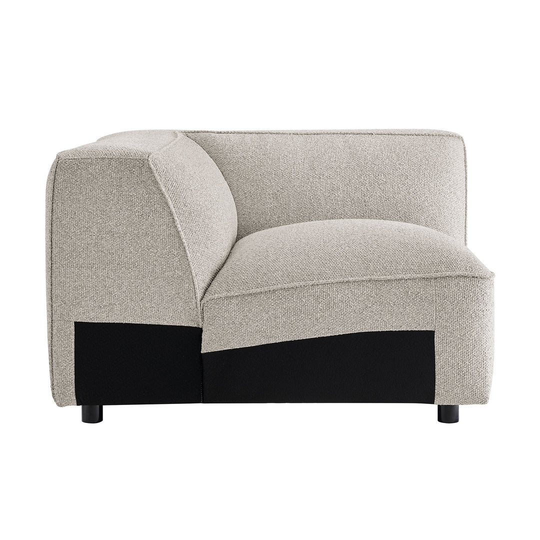 Auren 5 Piece Lattice Bouclé Upholstered Modular Corner Sectional in Fog