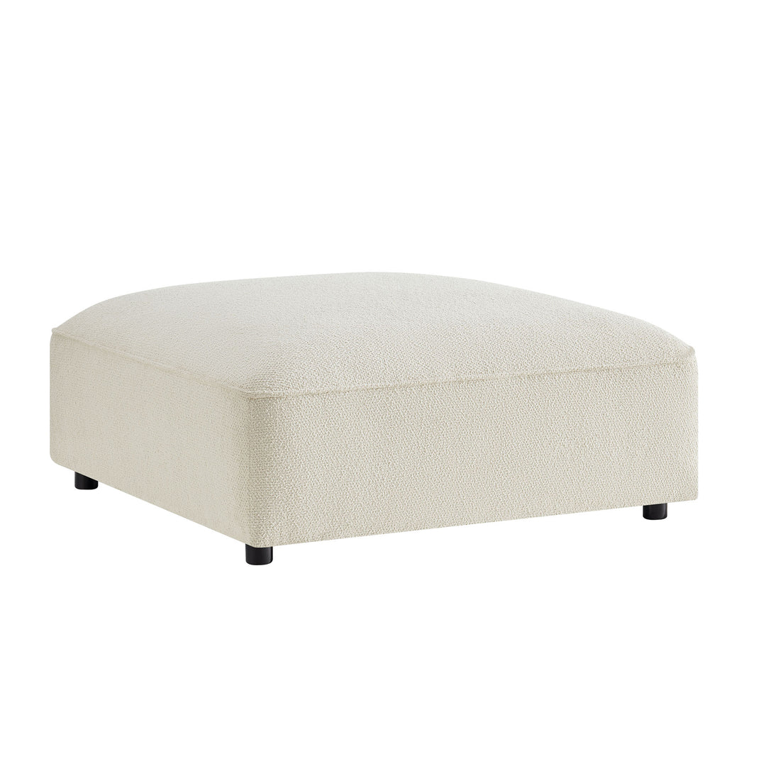 Auren Lattice Bouclé Upholstered Ottoman in Cream