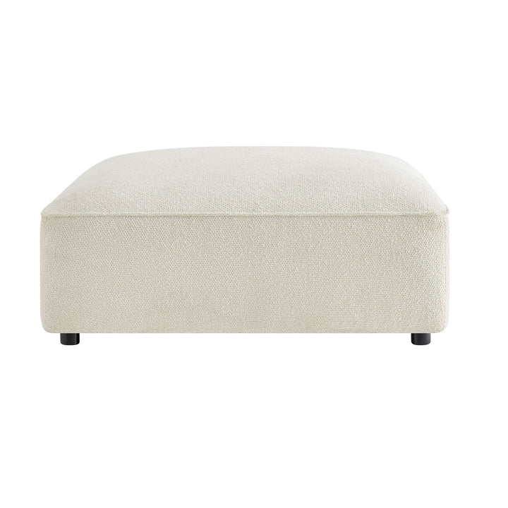 Auren Lattice Bouclé Upholstered Ottoman in Cream