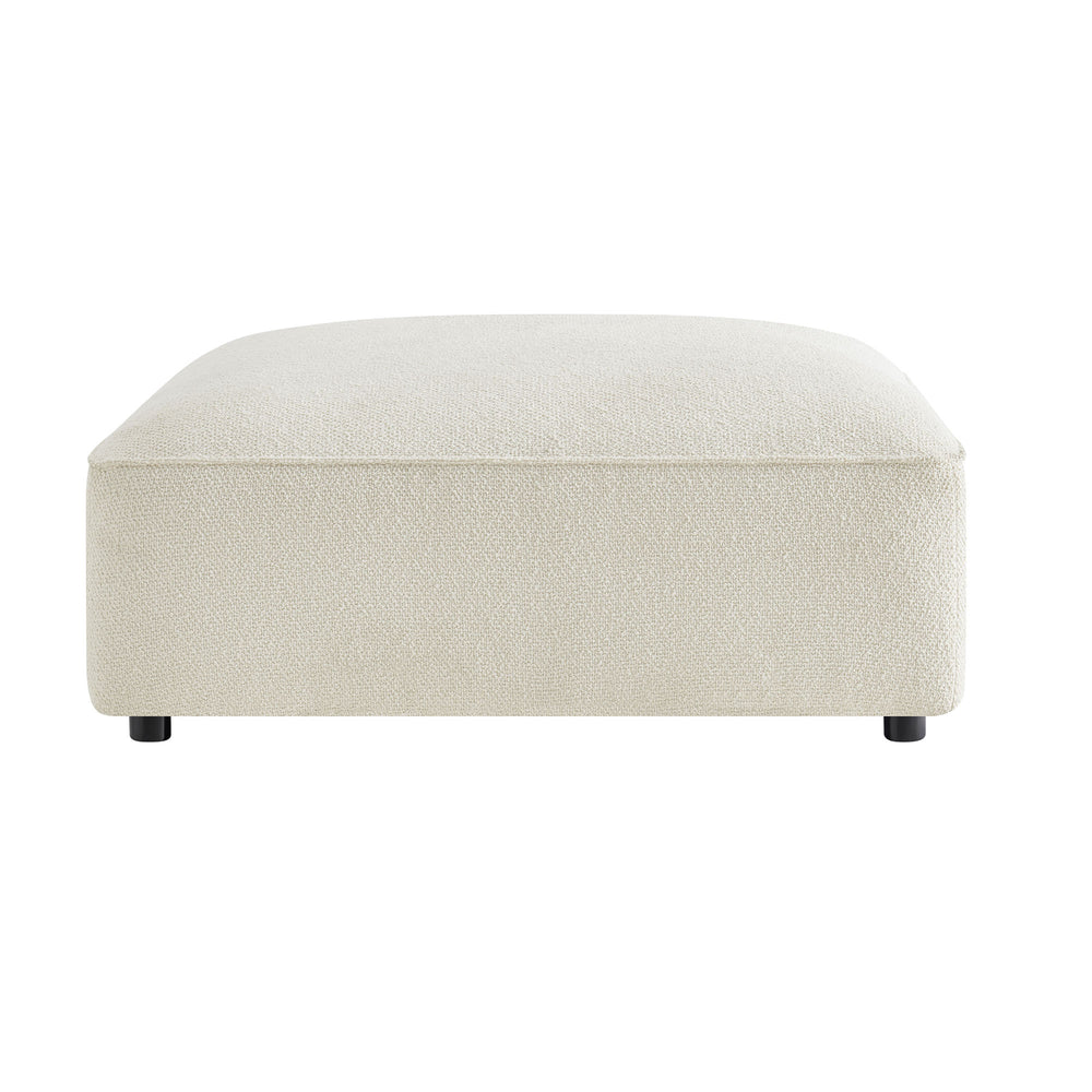 Auren Lattice Bouclé Upholstered Ottoman in Cream