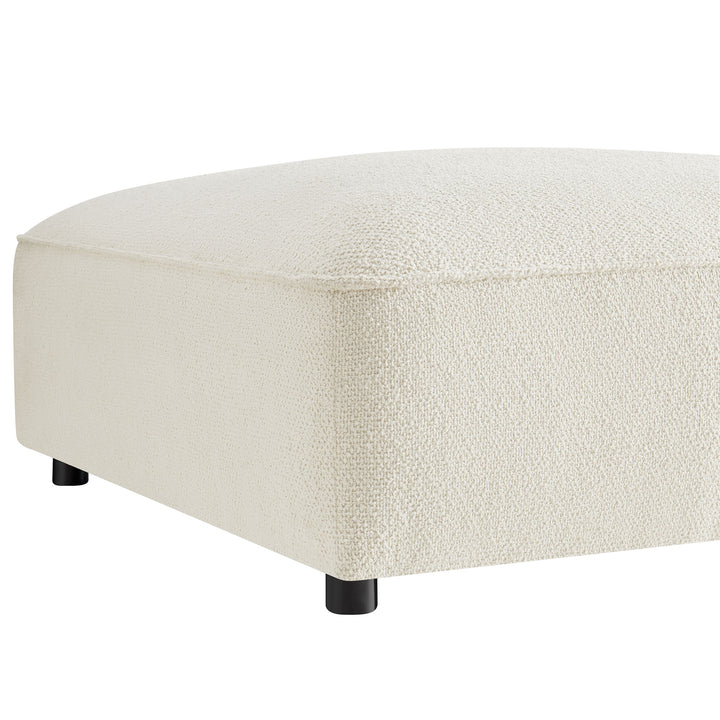 Auren Lattice Bouclé Upholstered Ottoman in Cream
