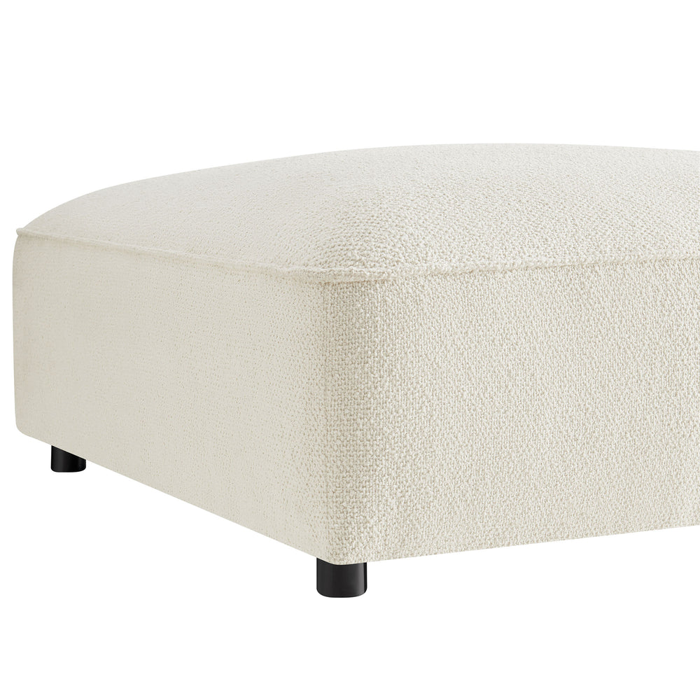 Auren Lattice Bouclé Upholstered Ottoman in Cream
