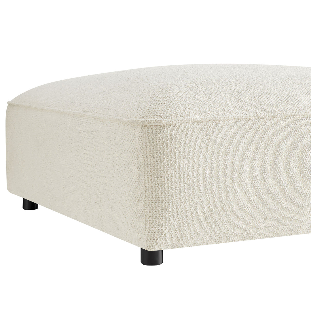 Auren Lattice Bouclé Upholstered Ottoman in Cream