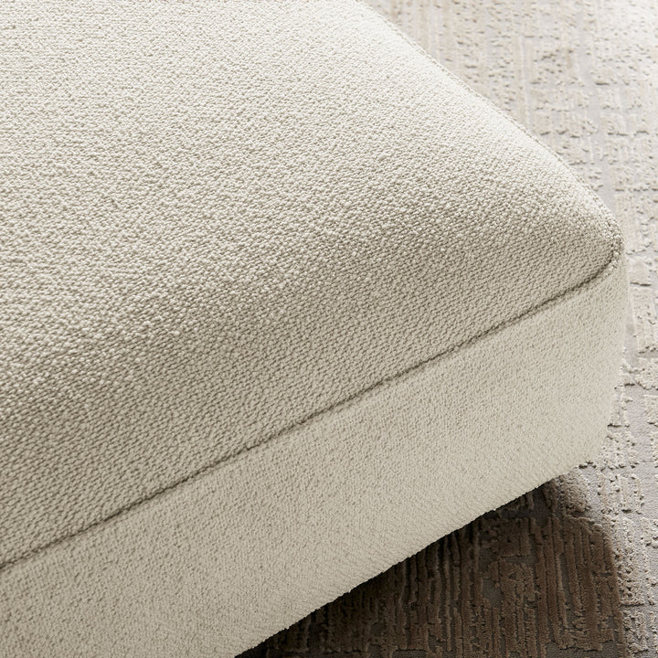 Auren Lattice Bouclé Upholstered Ottoman in Cream