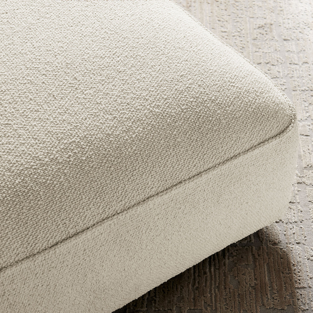Auren Lattice Bouclé Upholstered Ottoman in Cream