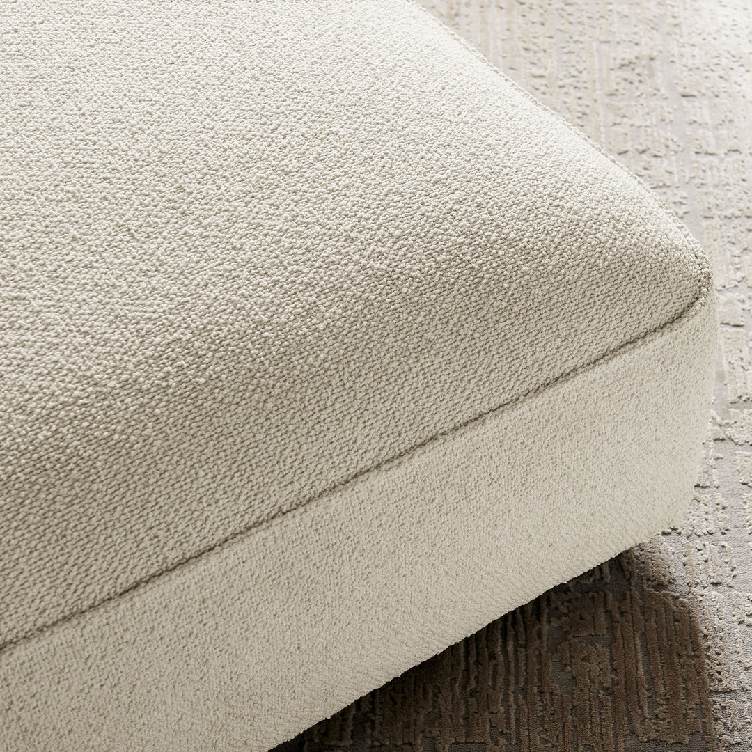 Auren Lattice Bouclé Upholstered Ottoman in Cream