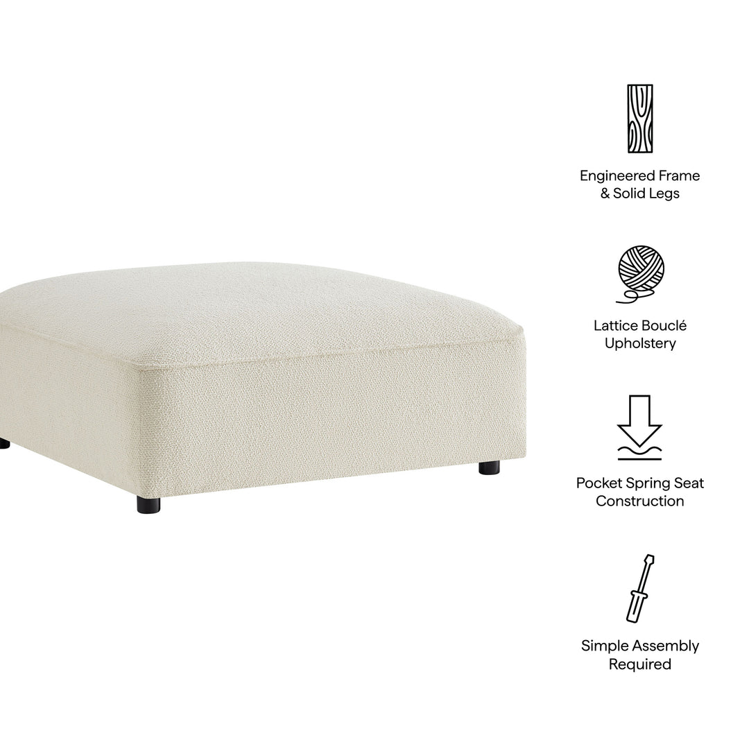 Auren Lattice Bouclé Upholstered Ottoman in Cream