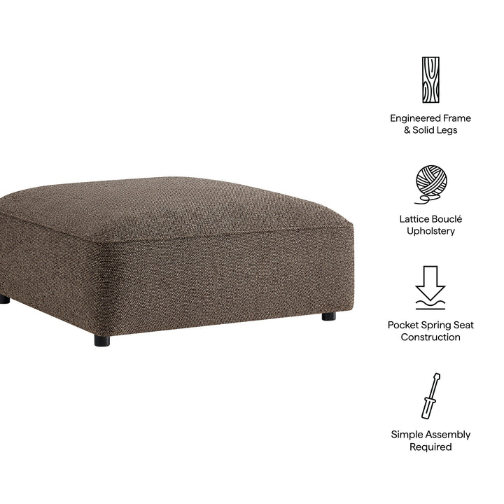 Auren Lattice Bouclé Upholstered Ottoman in Earth
