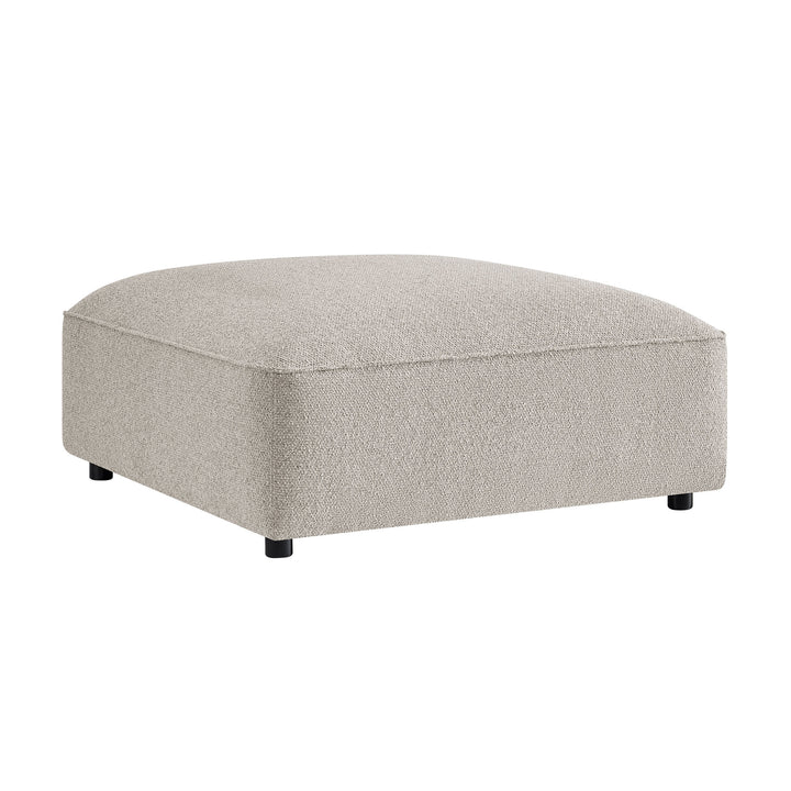 Auren Lattice Bouclé Upholstered Ottoman in Fog