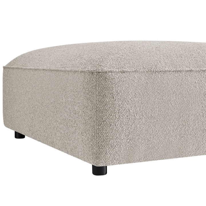 Auren Lattice Bouclé Upholstered Ottoman in Fog