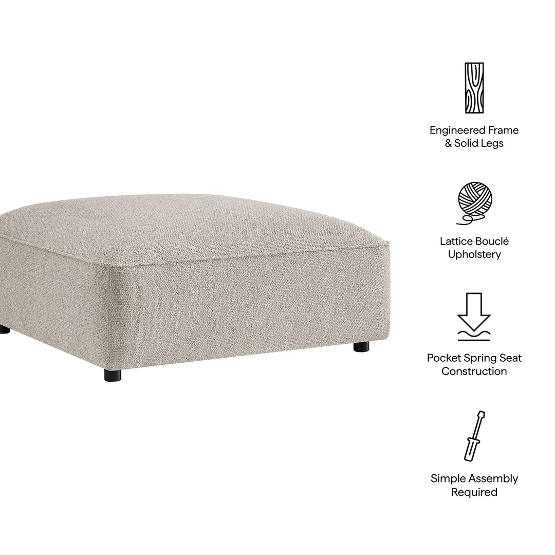 Auren Lattice Bouclé Upholstered Ottoman in Fog