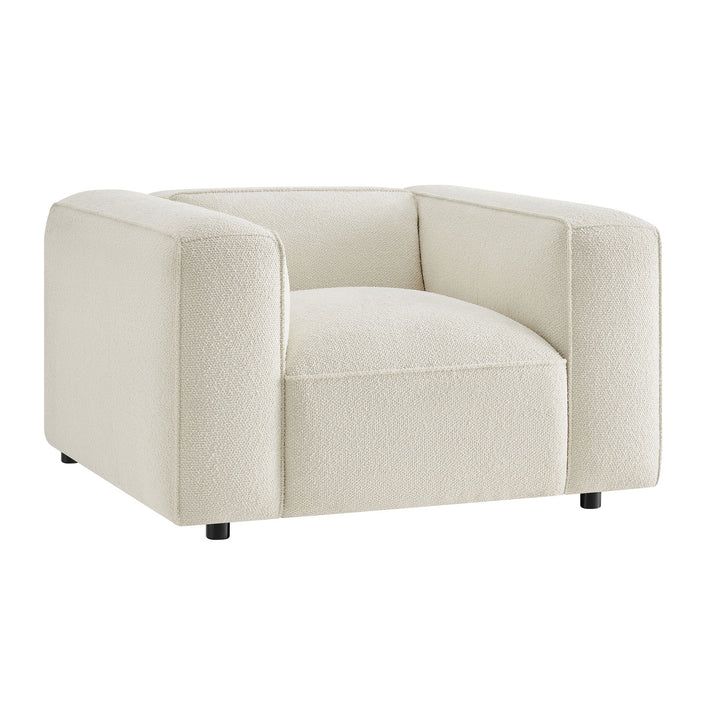 Auren Lattice Bouclé Upholstered Accent Chair in Cream