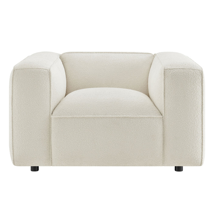 Auren Lattice Bouclé Upholstered Accent Chair in Cream