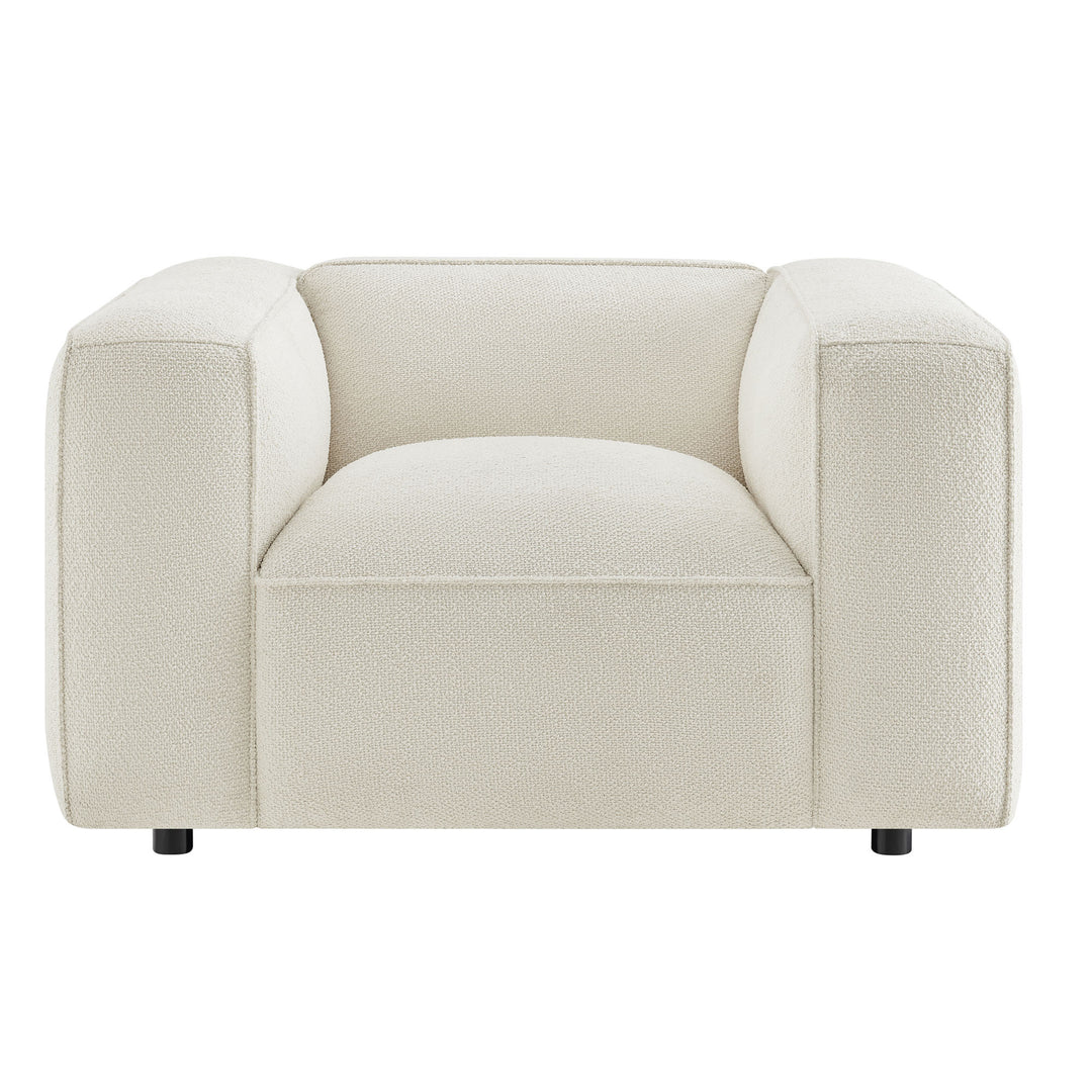 Auren Lattice Bouclé Upholstered Accent Chair in Cream