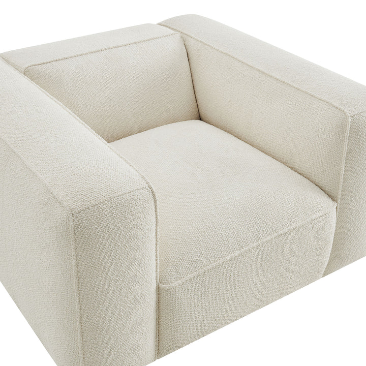 Auren Lattice Bouclé Upholstered Accent Chair in Cream
