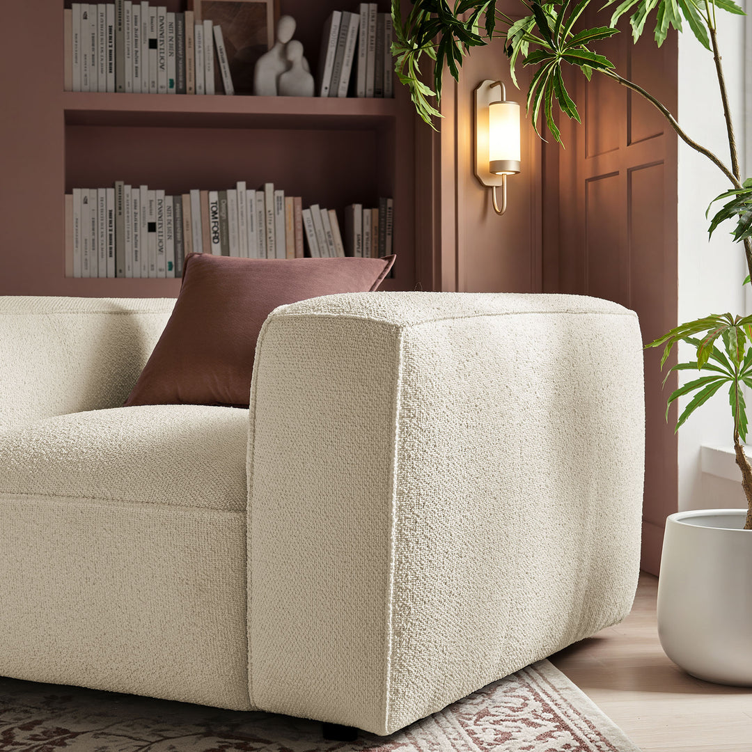 Auren Lattice Bouclé Upholstered Accent Chair in Cream