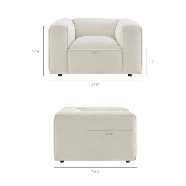Auren Lattice Bouclé Upholstered Accent Chair in Cream