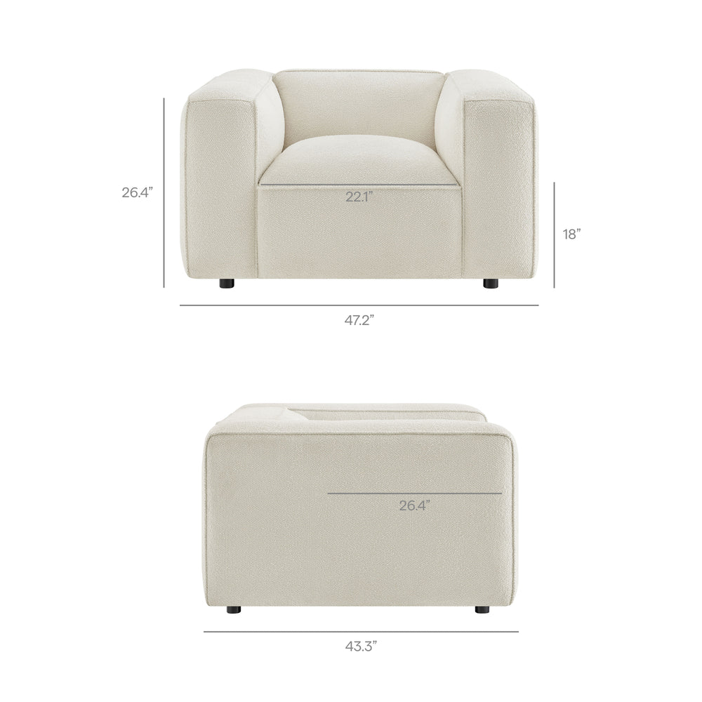 Auren Lattice Bouclé Upholstered Accent Chair in Cream
