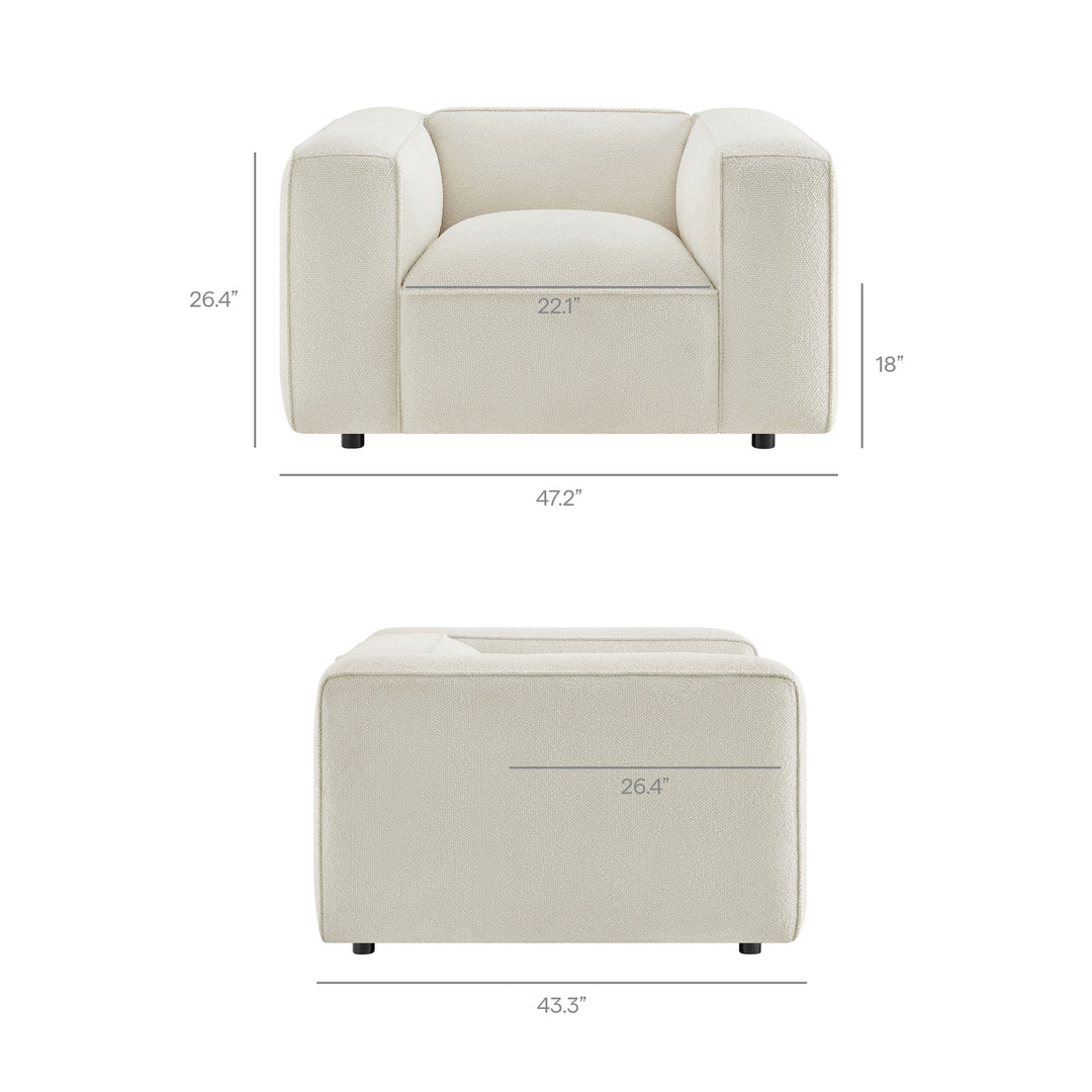 Auren Lattice Bouclé Upholstered Accent Chair in Cream