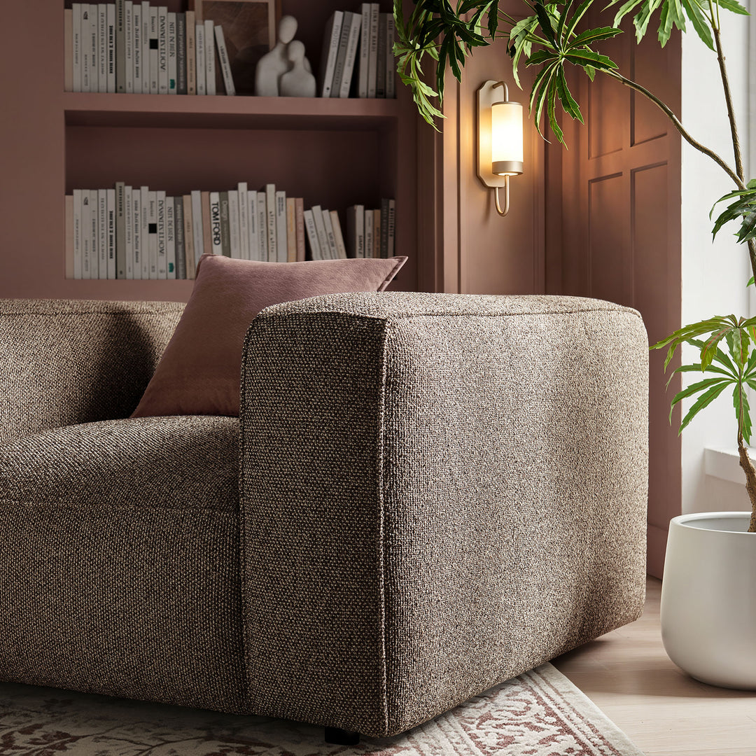 Auren Lattice Bouclé Upholstered Accent Chair in Earth