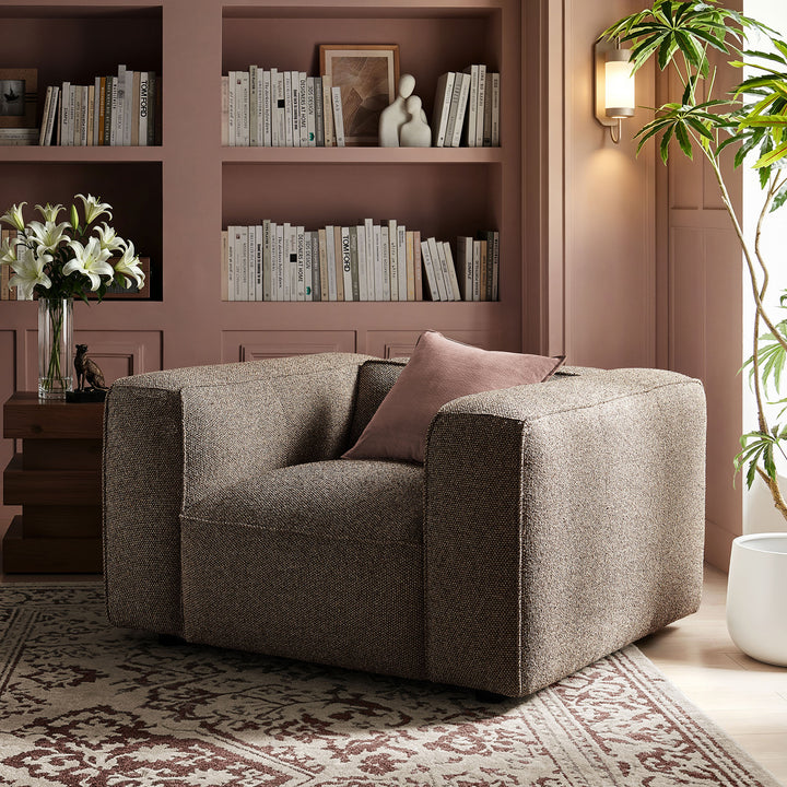 Auren Lattice Bouclé Upholstered Accent Chair in Earth