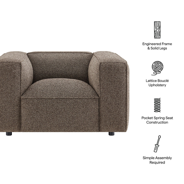 Auren Lattice Bouclé Upholstered Accent Chair in Earth