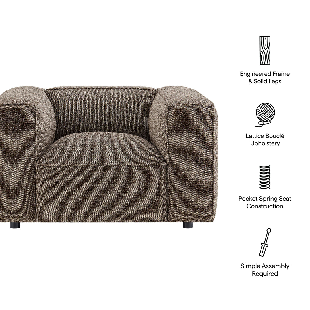 Auren Lattice Bouclé Upholstered Accent Chair in Earth