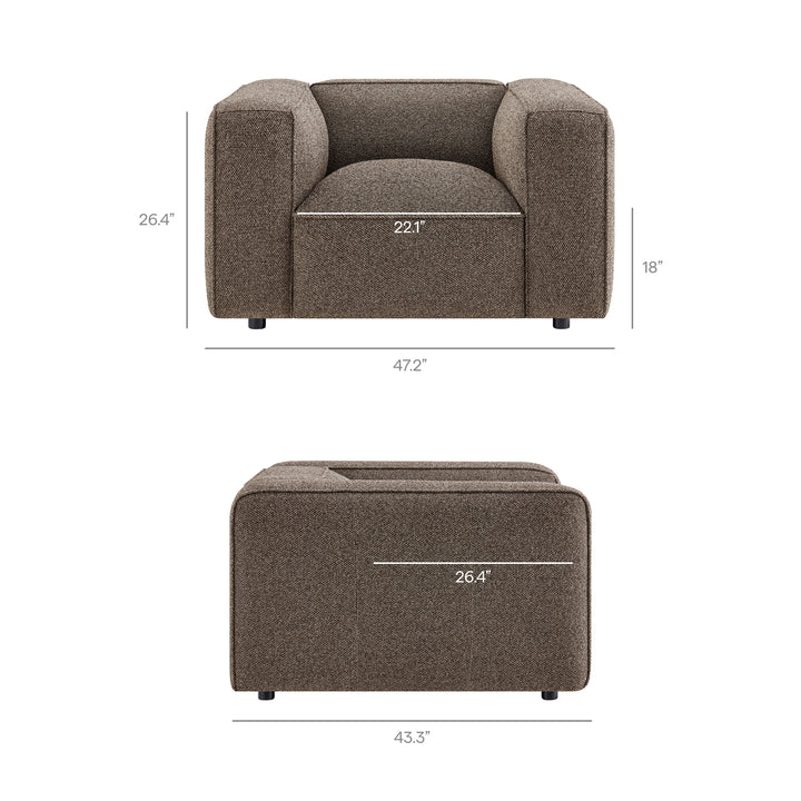 Auren Lattice Bouclé Upholstered Accent Chair in Earth