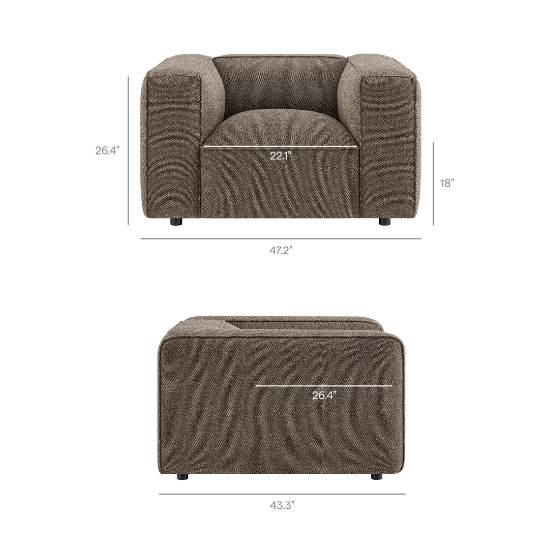Auren Lattice Bouclé Upholstered Accent Chair in Earth