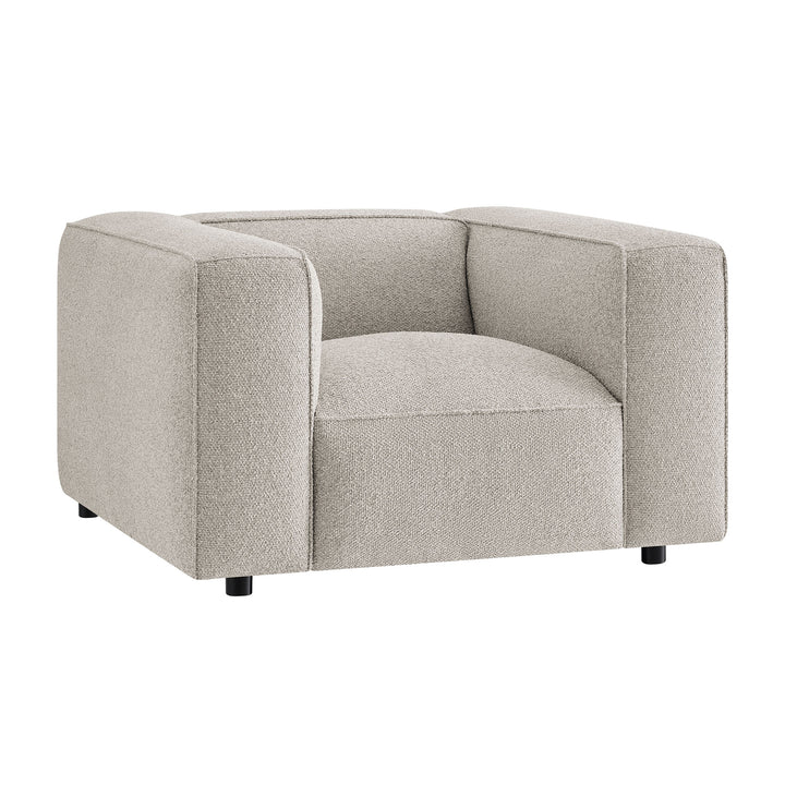Auren Lattice Bouclé Upholstered Accent Chair in Fog