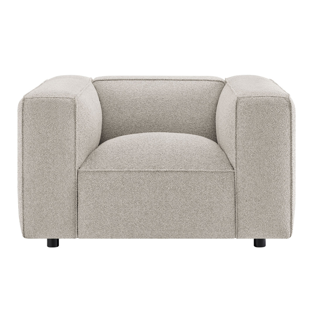 Auren Lattice Bouclé Upholstered Accent Chair in Fog