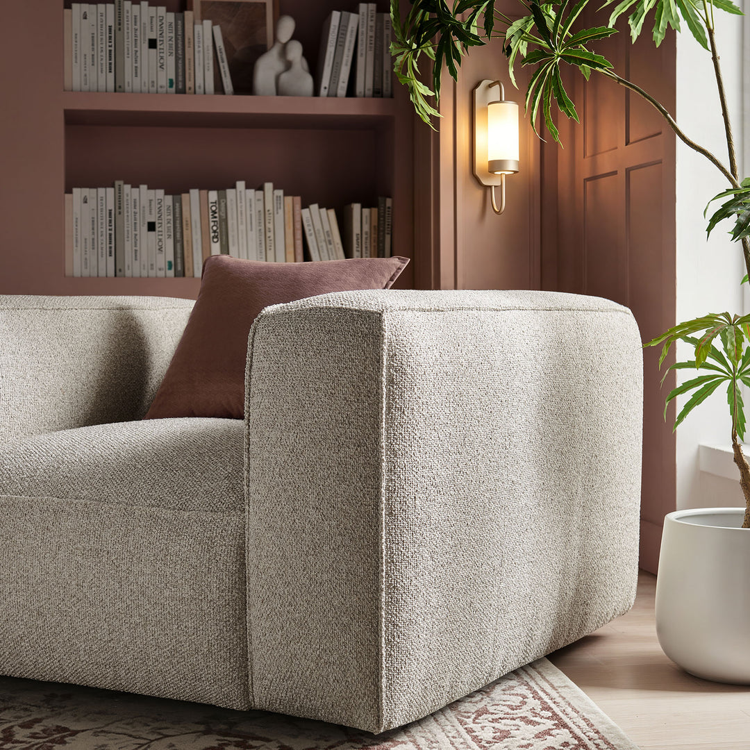 Auren Lattice Bouclé Upholstered Accent Chair in Fog