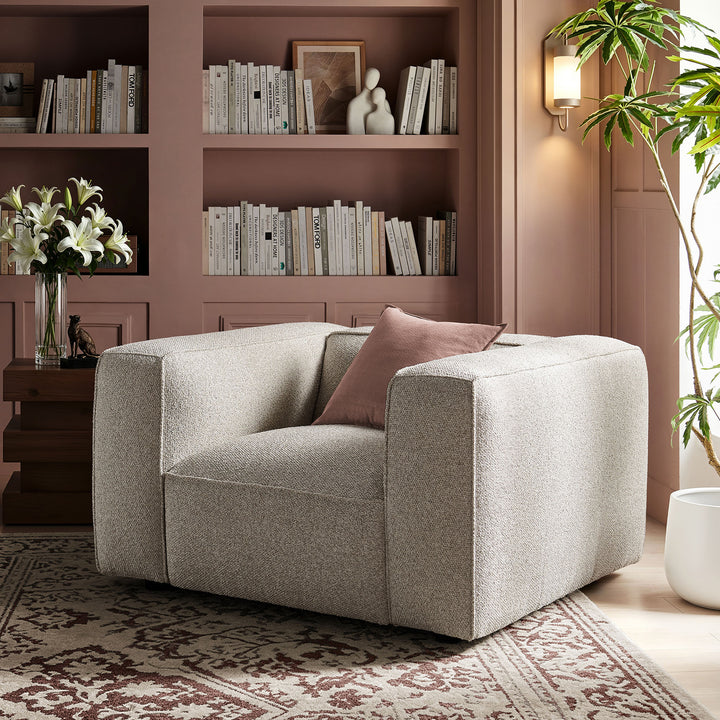 Auren Lattice Bouclé Upholstered Accent Chair in Fog