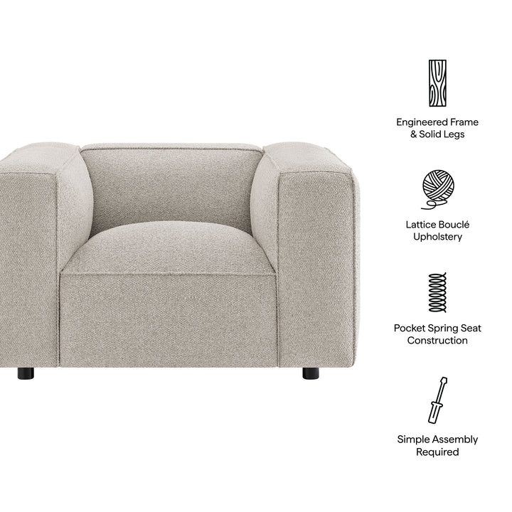 Auren Lattice Bouclé Upholstered Accent Chair in Fog