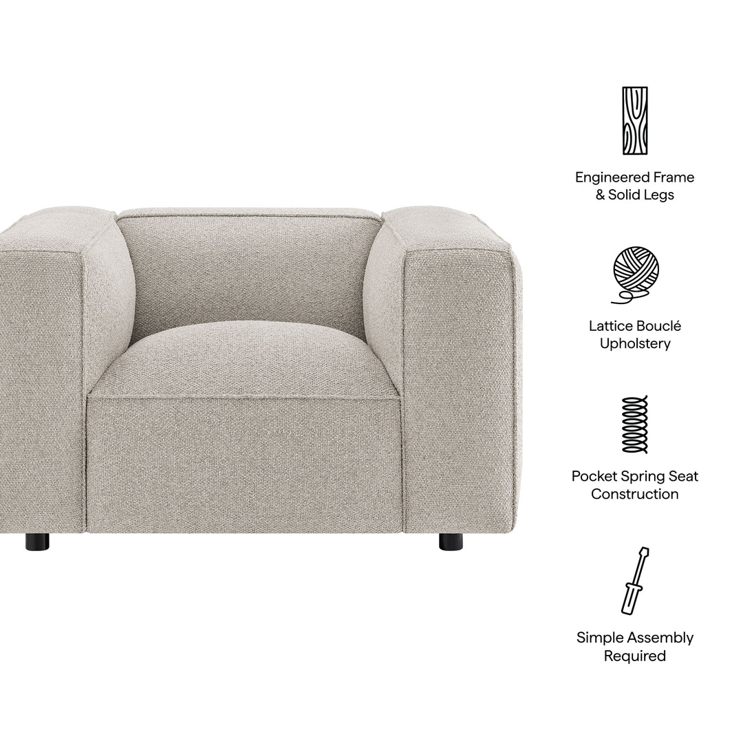 Auren Lattice Bouclé Upholstered Accent Chair in Fog