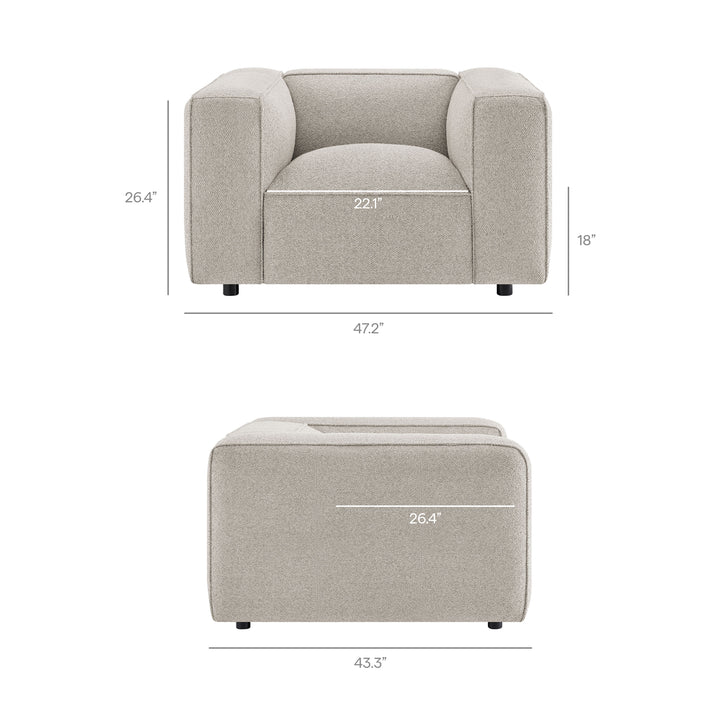 Auren Lattice Bouclé Upholstered Accent Chair in Fog
