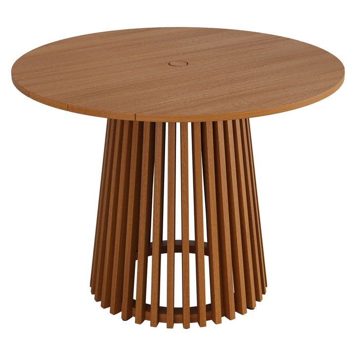 Lane 39 Inch Round Outdoor Patio Teak Wood Dining Table in Natural
