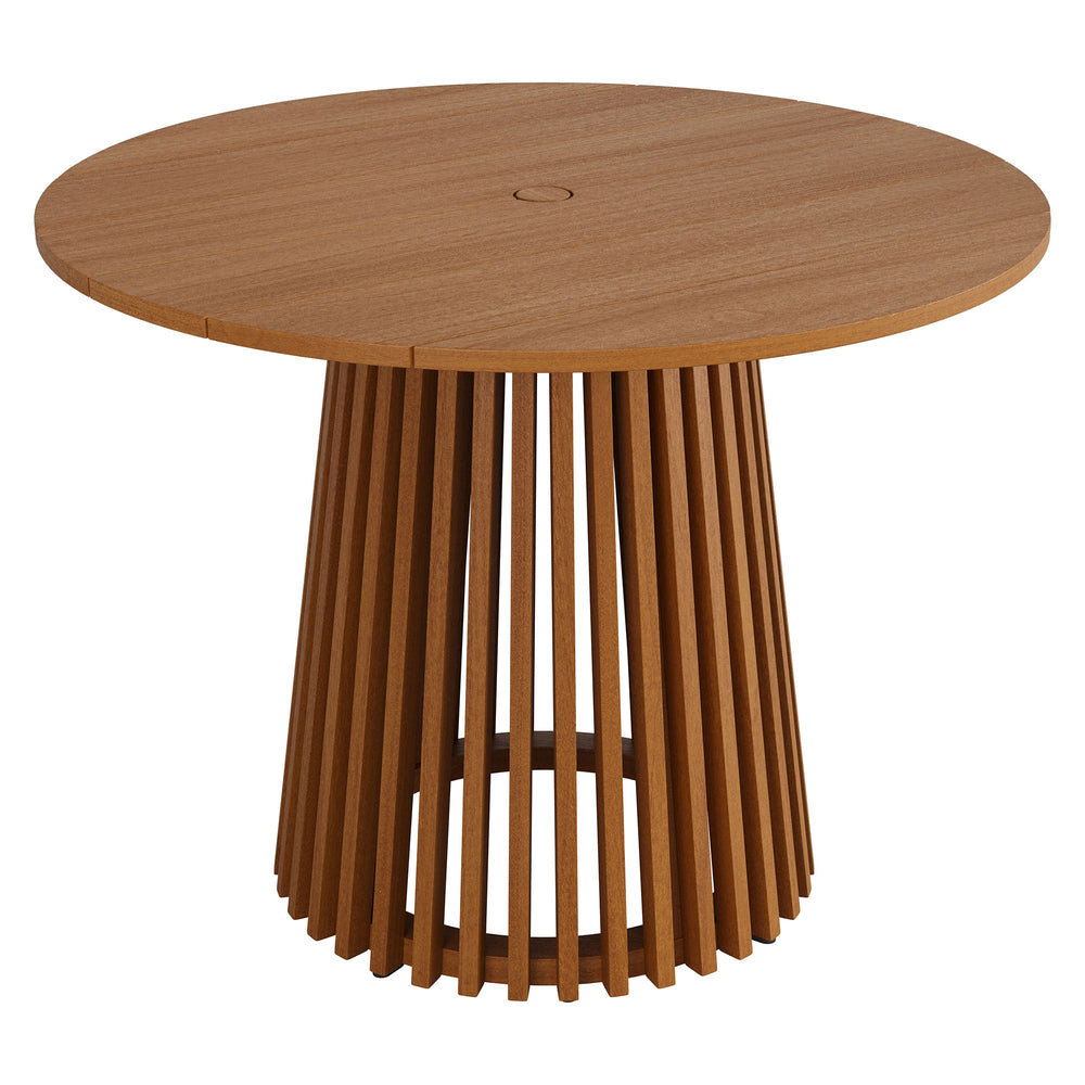 Lane 39 Inch Round Outdoor Patio Teak Wood Dining Table in Natural