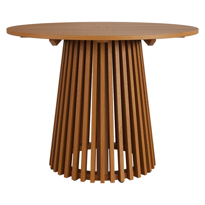 Lane 39 Inch Round Outdoor Patio Teak Wood Dining Table in Natural