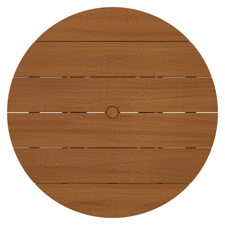 Lane 39 Inch Round Outdoor Patio Teak Wood Dining Table in Natural