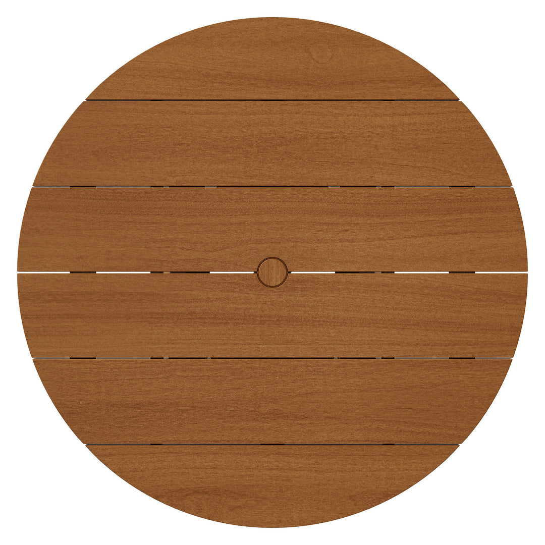 Lane 39 Inch Round Outdoor Patio Teak Wood Dining Table in Natural