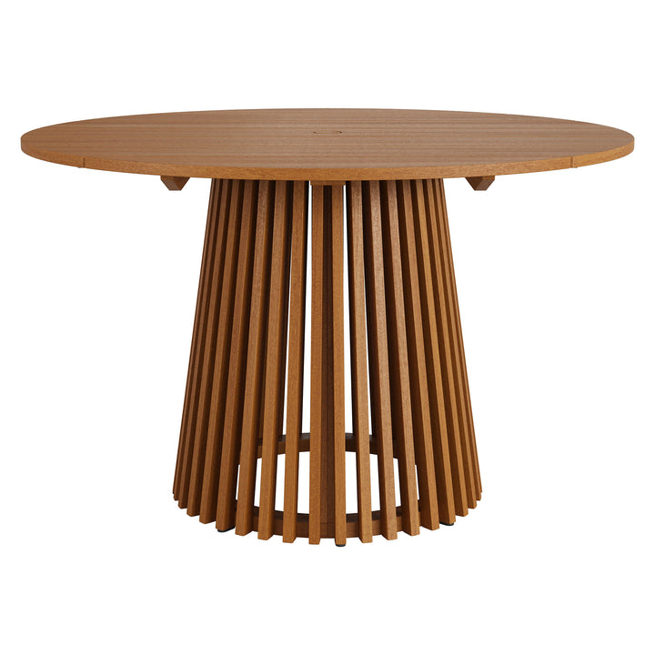Lane 47 Inch Round Outdoor Patio Teak Wood Dining Table in Natural