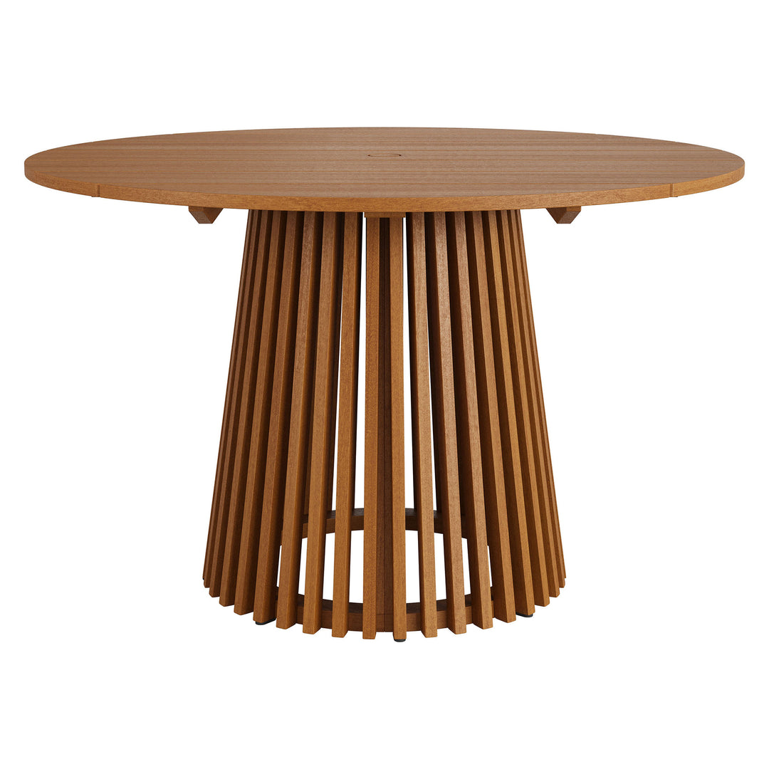 Lane 47 Inch Round Outdoor Patio Teak Wood Dining Table in Natural