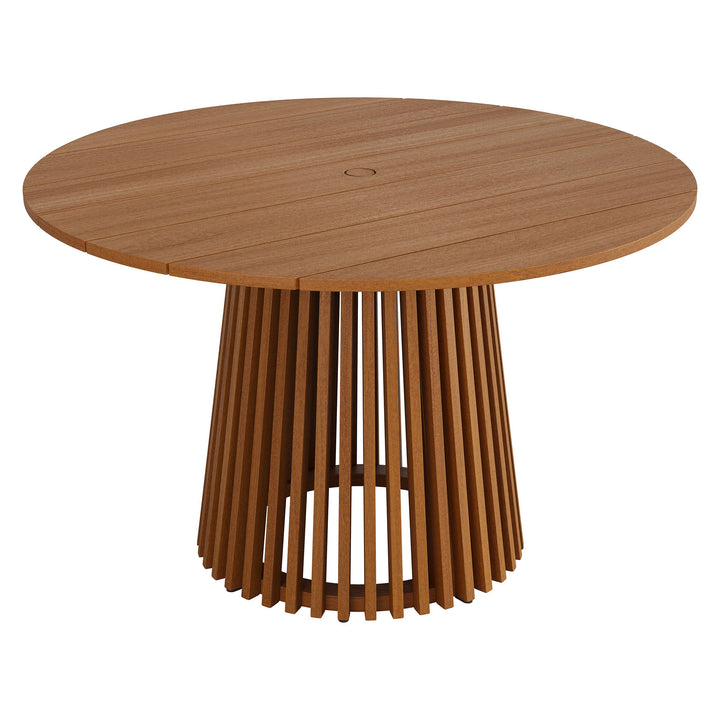 Lane 47 Inch Round Outdoor Patio Teak Wood Dining Table in Natural