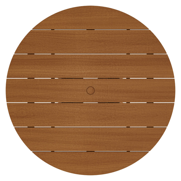 Lane 47 Inch Round Outdoor Patio Teak Wood Dining Table in Natural