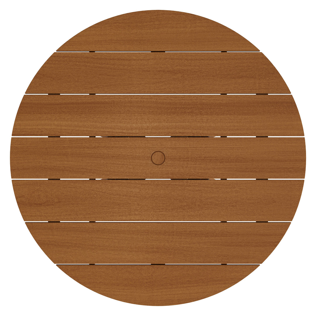 Lane 47 Inch Round Outdoor Patio Teak Wood Dining Table in Natural