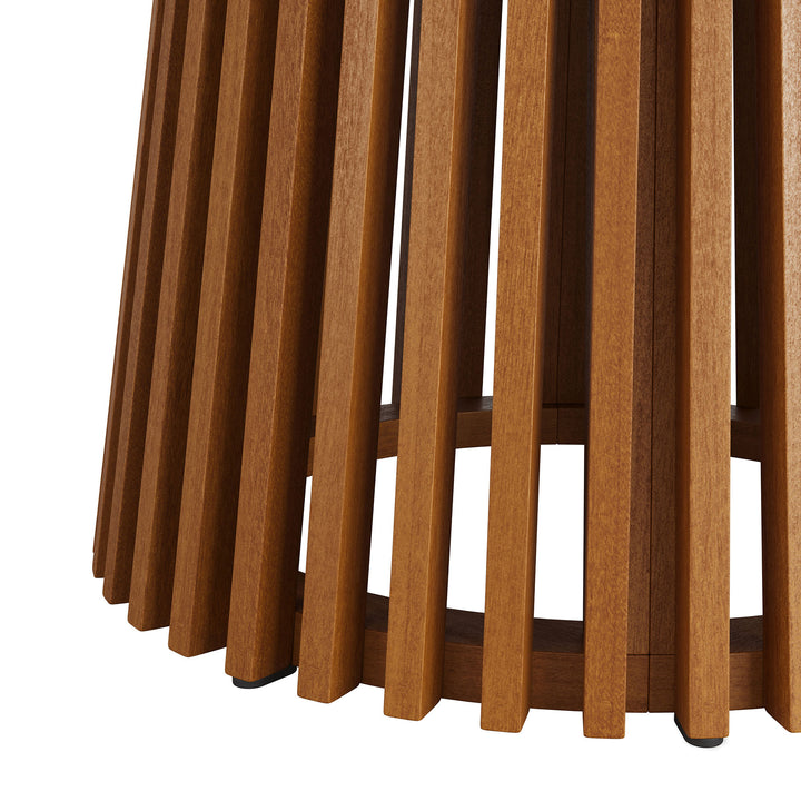 Lane 47 Inch Round Outdoor Patio Teak Wood Dining Table in Natural